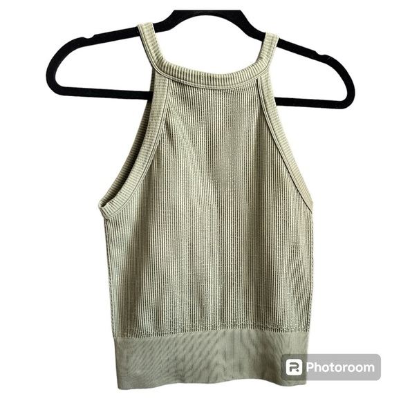 EUC Free People Intimately cropped halter tank green M/L - Picture 2 of 3